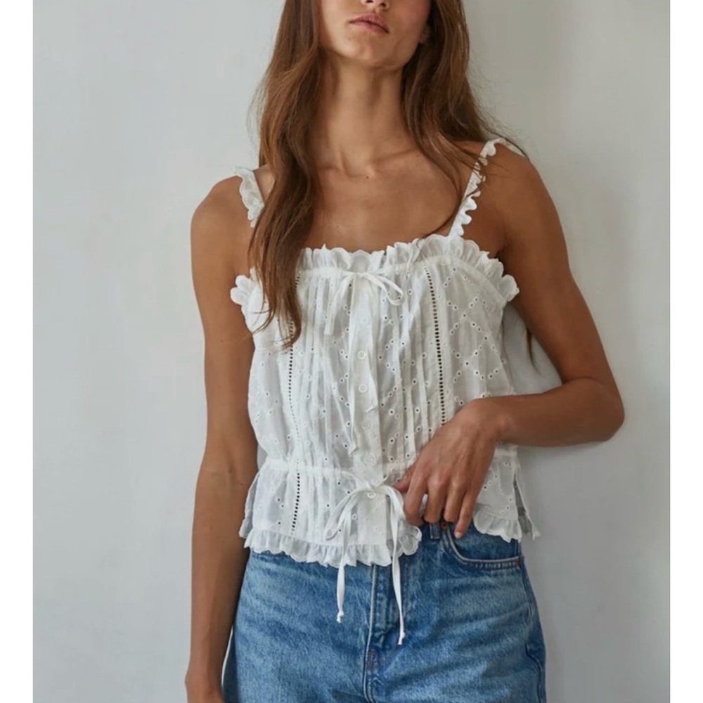 Things between eyelet ruffle top NWT - image 2